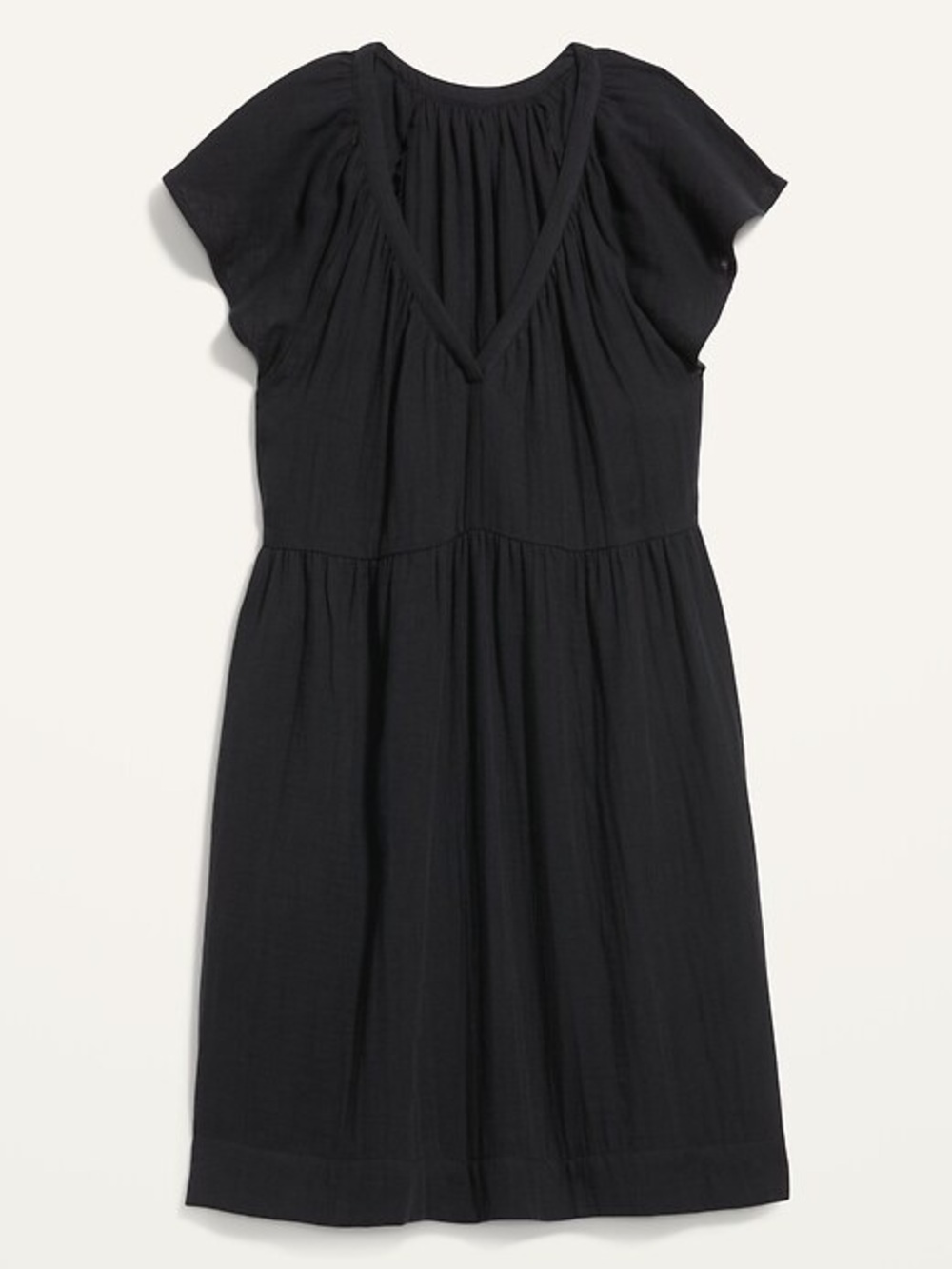 Old Navy Black Flutter Sleeve V-Neck Mini Swing Dress Women’s Small 100% Cotton